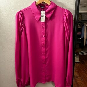 NWT Ann Taylor Size Medium Vibrant Pink Blouse